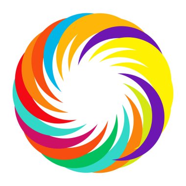 Dairesel, radyal ikon, motif, mandala şekli. Döndürme, döndürme, sarmal, volt dönüş geometrik tasarım elementi. Soyut çember hisse senedi vektör çizimi, klip- sanat grafikleri.