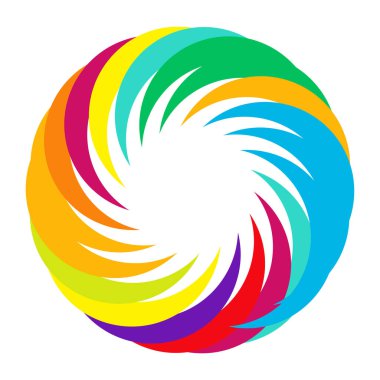 Dairesel, radyal ikon, motif, mandala şekli. Döndürme, döndürme, sarmal, volt dönüş geometrik tasarım elementi. Soyut çember hisse senedi vektör çizimi, klip- sanat grafikleri.