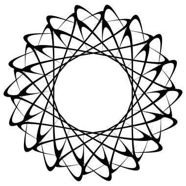 Dairesel, radyal ikon, motif, mandala şekli. Döndürme, döndürme, sarmal, volt dönüş geometrik tasarım elementi. Soyut çember hisse senedi vektör çizimi, klip- sanat grafikleri.
