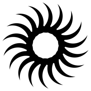 Dairesel, radyal ikon, motif, mandala şekli. Döndürme, döndürme, sarmal, volt dönüş geometrik tasarım elementi. Soyut çember hisse senedi vektör çizimi, klip- sanat grafikleri.