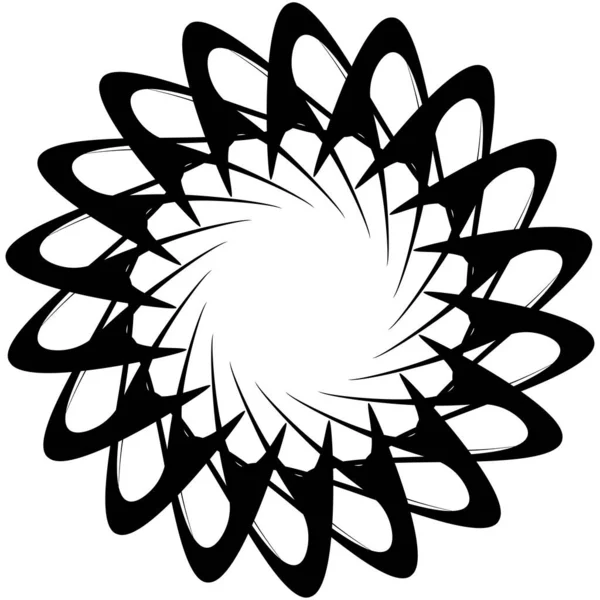 放射状のアイコン モチーフ 曼荼羅の形 渦巻き ツイル らせん 渦回転幾何学的設計要素 アブストラクトサークルストックベクトルイラスト クリップアートグラフィック — ストックベクタ