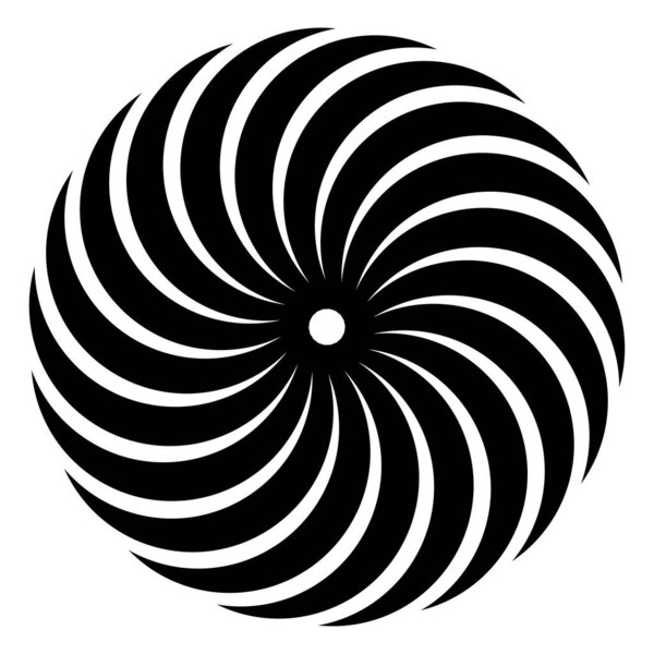 Circular, radial icon, motif, mandala shape. Swirl, twirl, helix, volute rotation geometric design element. Abstract circle  stock vector illustration, clip-art graphics.