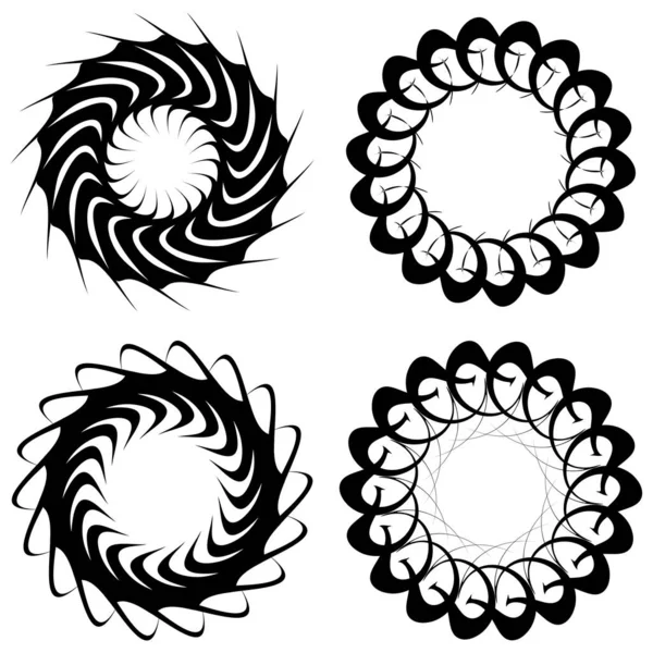 Круглая Радиальная Икона Мотив Форма Мандала Вихрь Вихрь Спираль Объемный — стоковый вектор