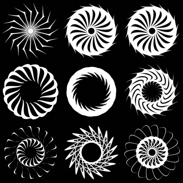 Icono Circular Radial Motivo Forma Mandala Giro Giro Hélice Rotación — Vector de stock