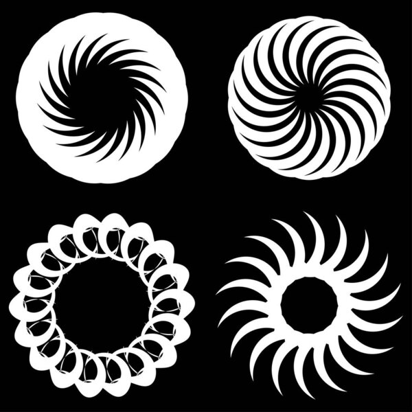 Circular, radial icon, motif, mandala shape. Swirl, twirl, helix, volute rotation geometric design element. Abstract circle  stock vector illustration, clip-art graphics.