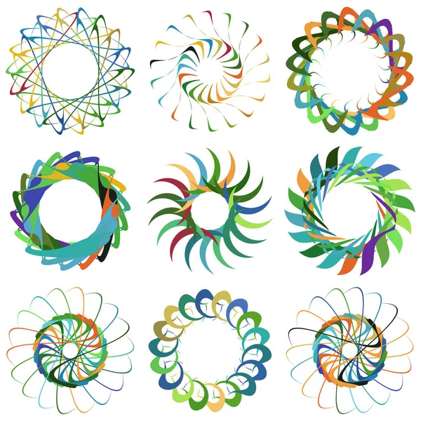 방사상 모티프 만다라 Swirl Twirl Helix Volute Rotation Geometry Element — 스톡 벡터
