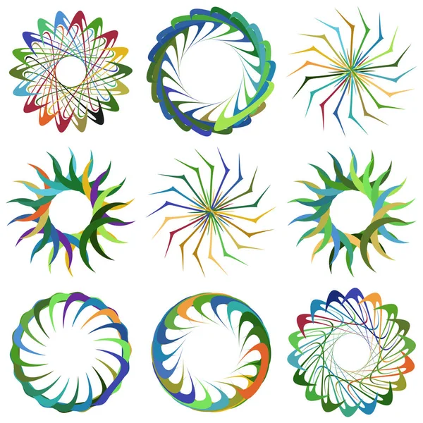 Cirkulär Radiell Ikon Motiv Mandalaform Snurra Snurra Helix Volut Rotation — Stock vektor