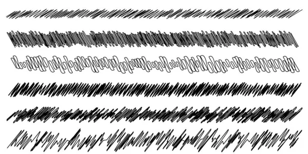 Kritzeln Skizzieren Skizzieren Skizzieren Horizontale Linienteiler Wellenförmige Winkende Wellenförmige Und — Stockvektor