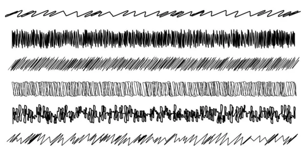 Scribble Sketch Sketchy Doodle Horizontal Line Dividers Wavy Waving Wave — Stock Vector
