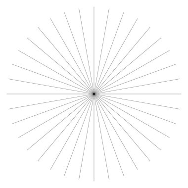 Radikal, yayılan, dairesel çizgiler patlamış, çizgili element. Yıldız patlaması, güneş patlaması. Parıltı, parıltı, parıltı, ışıltı simgesi - stok vektör illüstrasyonu, klip- sanat grafikleri