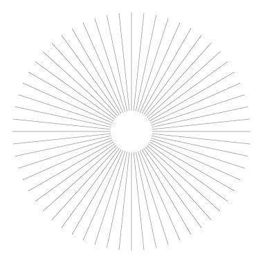 Radikal, yayılan, dairesel çizgiler patlamış, çizgili element. Yıldız patlaması, güneş patlaması. Parıltı, parıltı, parıltı, ışıltı simgesi - stok vektör illüstrasyonu, klip- sanat grafikleri