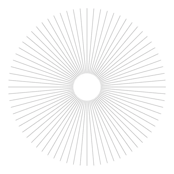 Rayonnement Radial Lignes Circulaires Éclatées Élément Rayures Starburst Sunburst Lueur — Image vectorielle