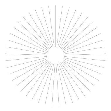 Radikal, yayılan, dairesel çizgiler patlamış, çizgili element. Yıldız patlaması, güneş patlaması. Parıltı, parıltı, parıltı, ışıltı simgesi - stok vektör illüstrasyonu, klip- sanat grafikleri