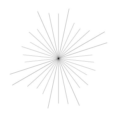 Radyal ışın ışınları. Yıldız patlaması, güneş patlaması lineal element, ikon. Parıltı, parıltı, aurora etkisi - stok vektör illüstrasyonu, klip sanatları grafikleri