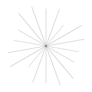 Radyal ışın ışınları. Yıldız patlaması, güneş patlaması lineal element, ikon. Parıltı, parıltı, aurora etkisi - stok vektör illüstrasyonu, klip sanatları grafikleri