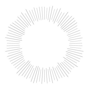 Radyal ışın ışınları. Yıldız patlaması, güneş patlaması lineal element, ikon. Parıltı, parıltı, aurora etkisi - stok vektör illüstrasyonu, klip sanatları grafikleri