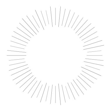 Radyal ışın ışınları. Yıldız patlaması, güneş patlaması lineal element, ikon. Parıltı, parıltı, aurora etkisi - stok vektör illüstrasyonu, klip sanatları grafikleri