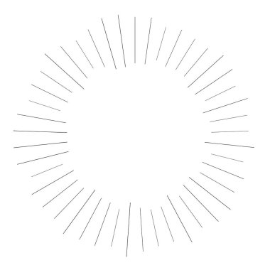 Radyal ışın ışınları. Yıldız patlaması, güneş patlaması lineal element, ikon. Parıltı, parıltı, aurora etkisi - stok vektör illüstrasyonu, klip sanatları grafikleri