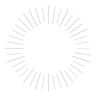 Radyal ışın ışınları. Yıldız patlaması, güneş patlaması lineal element, ikon. Parıltı, parıltı, aurora etkisi - stok vektör illüstrasyonu, klip sanatları grafikleri