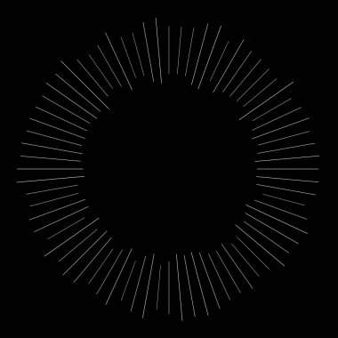 Radyal ışın ışınları. Yıldız patlaması, güneş patlaması lineal element, ikon. Parıltı, parıltı, aurora etkisi - stok vektör illüstrasyonu, klip sanatları grafikleri