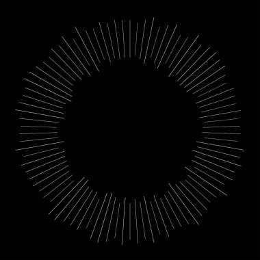 Radyal ışın ışınları. Yıldız patlaması, güneş patlaması lineal element, ikon. Parıltı, parıltı, aurora etkisi - stok vektör illüstrasyonu, klip sanatları grafikleri