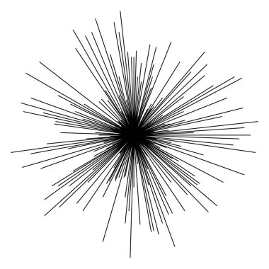 Radyal ışın ışınları. Yıldız patlaması, güneş patlaması lineal element, ikon. Parıltı, parıltı, aurora etkisi - stok vektör illüstrasyonu, klip sanatları grafikleri