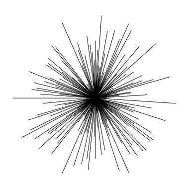 Radyal ışın ışınları. Yıldız patlaması, güneş patlaması lineal element, ikon. Parıltı, parıltı, aurora etkisi - stok vektör illüstrasyonu, klip sanatları grafikleri