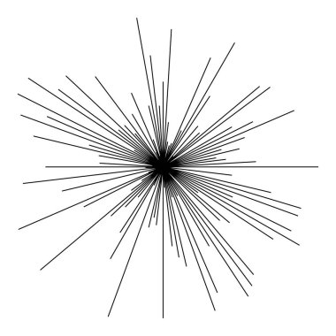 Radyal ışın ışınları. Yıldız patlaması, güneş patlaması lineal element, ikon. Parıltı, parıltı, aurora etkisi - stok vektör illüstrasyonu, klip sanatları grafikleri