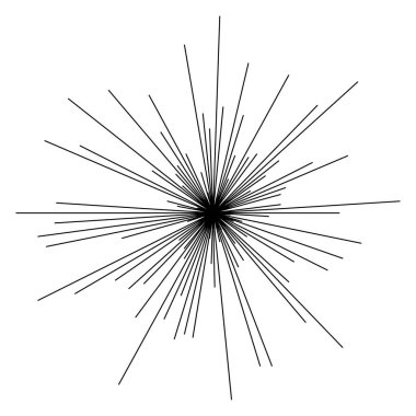 Radyal ışın ışınları. Yıldız patlaması, güneş patlaması lineal element, ikon. Parıltı, parıltı, aurora etkisi - stok vektör illüstrasyonu, klip sanatları grafikleri
