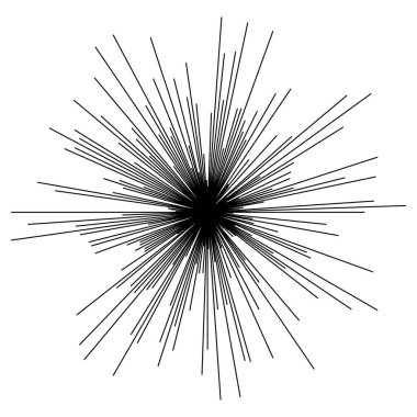 Radyal ışın ışınları. Yıldız patlaması, güneş patlaması lineal element, ikon. Parıltı, parıltı, aurora etkisi - stok vektör illüstrasyonu, klip sanatları grafikleri