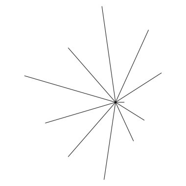 Radyal ışın ışınları. Yıldız patlaması, güneş patlaması lineal element, ikon. Parıltı, parıltı, aurora etkisi - stok vektör illüstrasyonu, klip sanatları grafikleri