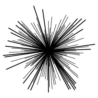 Radyal ışın ışınları. Yıldız patlaması, güneş patlaması lineal element, ikon. Parıltı, parıltı, aurora etkisi - stok vektör illüstrasyonu, klip sanatları grafikleri