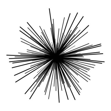 Radyal ışın ışınları. Yıldız patlaması, güneş patlaması lineal element, ikon. Parıltı, parıltı, aurora etkisi - stok vektör illüstrasyonu, klip sanatları grafikleri