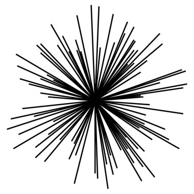 Radyal ışın ışınları. Yıldız patlaması, güneş patlaması lineal element, ikon. Parıltı, parıltı, aurora etkisi - stok vektör illüstrasyonu, klip sanatları grafikleri
