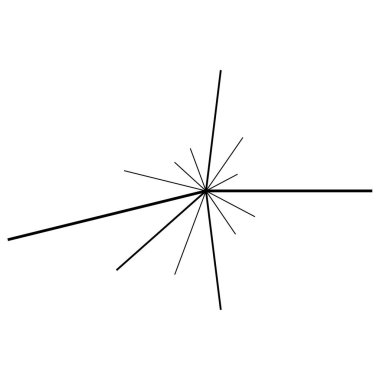 Radyal ışın ışınları. Yıldız patlaması, güneş patlaması lineal element, ikon. Parıltı, parıltı, aurora etkisi - stok vektör illüstrasyonu, klip sanatları grafikleri