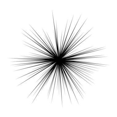 Radyal ışın ışınları. Yıldız patlaması, güneş patlaması lineal element, ikon. Parıltı, parıltı, aurora etkisi - stok vektör illüstrasyonu, klip sanatları grafikleri