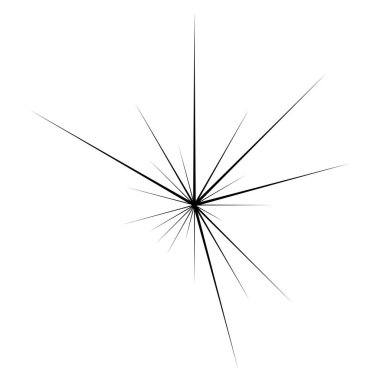 Radyal ışın ışınları. Yıldız patlaması, güneş patlaması lineal element, ikon. Parıltı, parıltı, aurora etkisi - stok vektör illüstrasyonu, klip sanatları grafikleri
