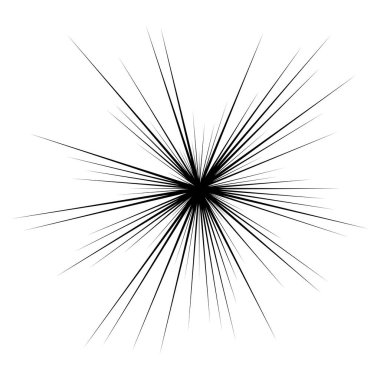 Radyal ışın ışınları. Yıldız patlaması, güneş patlaması lineal element, ikon. Parıltı, parıltı, aurora etkisi - stok vektör illüstrasyonu, klip sanatları grafikleri