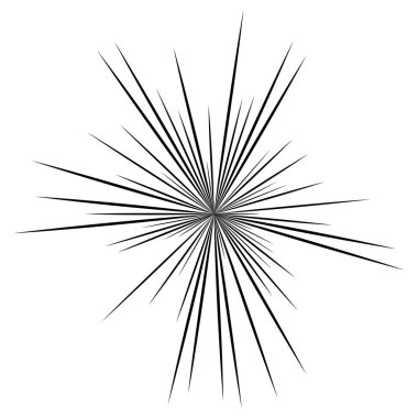 Radyal ışın ışınları. Yıldız patlaması, güneş patlaması lineal element, ikon. Parıltı, parıltı, aurora etkisi - stok vektör illüstrasyonu, klip sanatları grafikleri