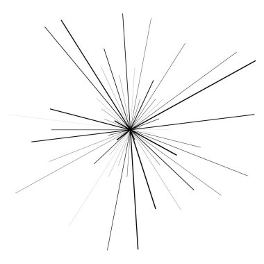 Radyal ışın ışınları. Yıldız patlaması, güneş patlaması lineal element, ikon. Parıltı, parıltı, aurora etkisi - stok vektör illüstrasyonu, klip sanatları grafikleri