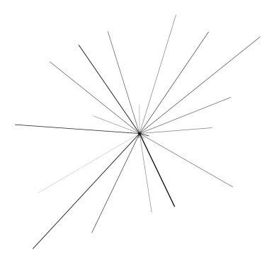 Radyal ışın ışınları. Yıldız patlaması, güneş patlaması lineal element, ikon. Parıltı, parıltı, aurora etkisi - stok vektör illüstrasyonu, klip sanatları grafikleri