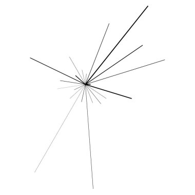 Radyal ışın ışınları. Yıldız patlaması, güneş patlaması lineal element, ikon. Parıltı, parıltı, aurora etkisi - stok vektör illüstrasyonu, klip sanatları grafikleri