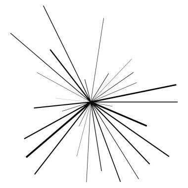 Radyal ışın ışınları. Yıldız patlaması, güneş patlaması lineal element, ikon. Parıltı, parıltı, aurora etkisi - stok vektör illüstrasyonu, klip sanatları grafikleri