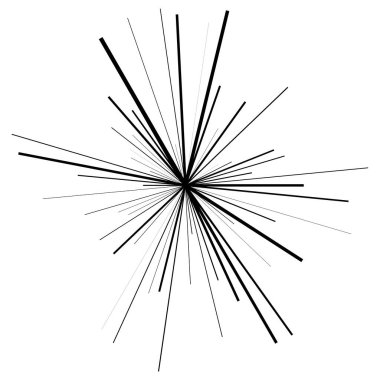 Radyal ışın ışınları. Yıldız patlaması, güneş patlaması lineal element, ikon. Parıltı, parıltı, aurora etkisi - stok vektör illüstrasyonu, klip sanatları grafikleri