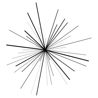 Radyal ışın ışınları. Yıldız patlaması, güneş patlaması lineal element, ikon. Parıltı, parıltı, aurora etkisi - stok vektör illüstrasyonu, klip sanatları grafikleri