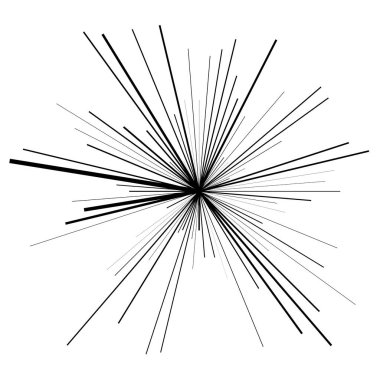 Radyal ışın ışınları. Yıldız patlaması, güneş patlaması lineal element, ikon. Parıltı, parıltı, aurora etkisi - stok vektör illüstrasyonu, klip sanatları grafikleri