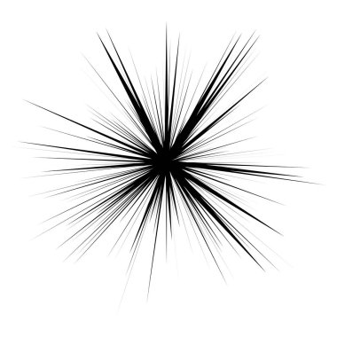 Radyal ışın ışınları. Yıldız patlaması, güneş patlaması lineal element, ikon. Parıltı, parıltı, aurora etkisi - stok vektör illüstrasyonu, klip sanatları grafikleri