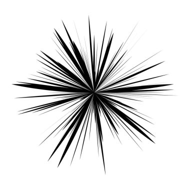 Radyal ışın ışınları. Yıldız patlaması, güneş patlaması lineal element, ikon. Parıltı, parıltı, aurora etkisi - stok vektör illüstrasyonu, klip sanatları grafikleri