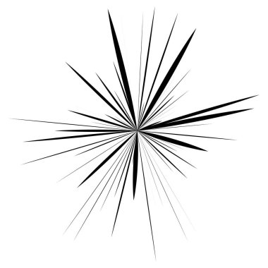 Radyal ışın ışınları. Yıldız patlaması, güneş patlaması lineal element, ikon. Parıltı, parıltı, aurora etkisi - stok vektör illüstrasyonu, klip sanatları grafikleri
