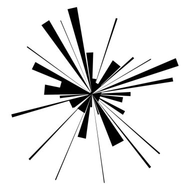 Radyal ışın ışınları. Yıldız patlaması, güneş patlaması lineal element, ikon. Parıltı, parıltı, aurora etkisi - stok vektör illüstrasyonu, klip sanatları grafikleri